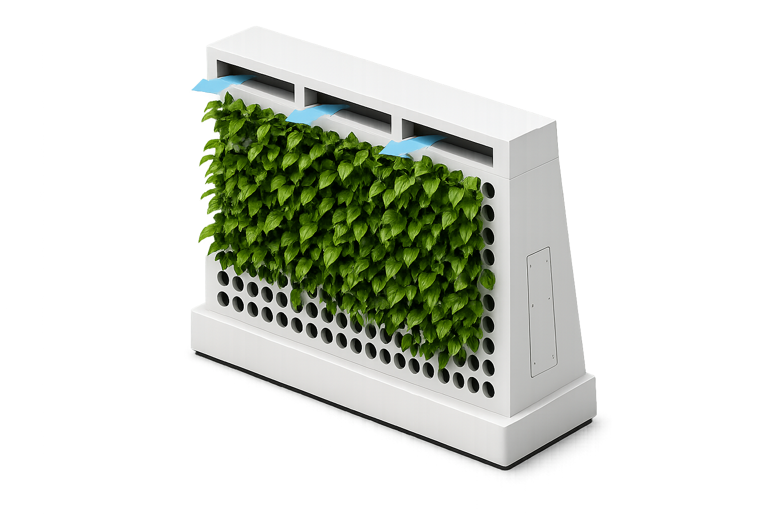 Modular ioBio plant wall installed within a shared indoor environment